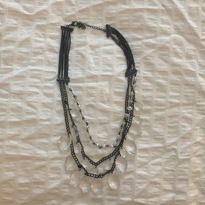 Black necklace with clear beads